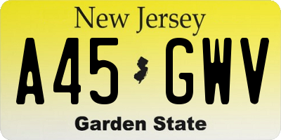 NJ license plate A45GWV