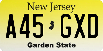 NJ license plate A45GXD