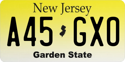 NJ license plate A45GXO