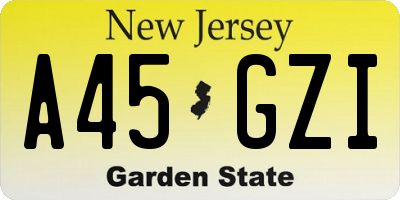 NJ license plate A45GZI