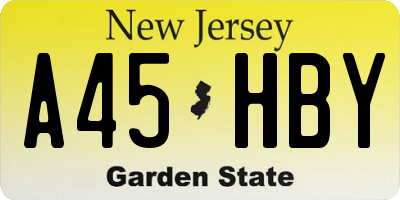 NJ license plate A45HBY