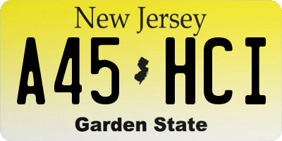 NJ license plate A45HCI