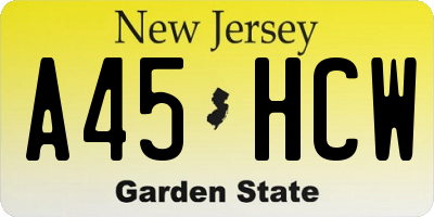 NJ license plate A45HCW