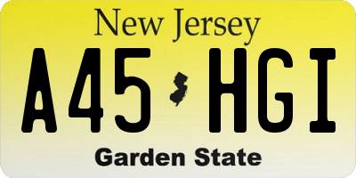 NJ license plate A45HGI