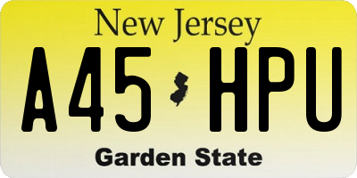NJ license plate A45HPU