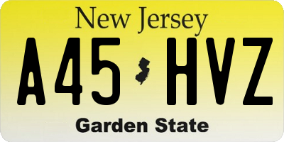 NJ license plate A45HVZ