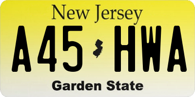 NJ license plate A45HWA
