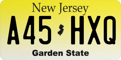 NJ license plate A45HXQ