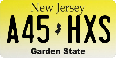 NJ license plate A45HXS