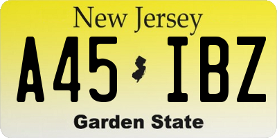 NJ license plate A45IBZ