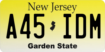 NJ license plate A45IDM