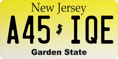 NJ license plate A45IQE