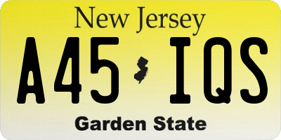 NJ license plate A45IQS