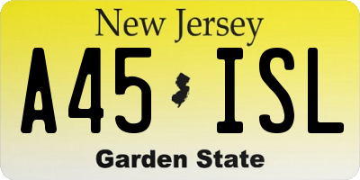 NJ license plate A45ISL