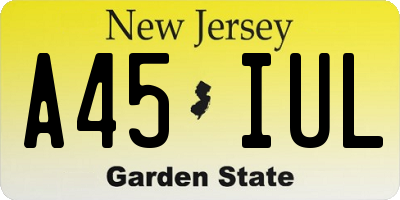 NJ license plate A45IUL
