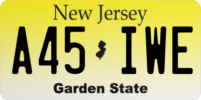 NJ license plate A45IWE