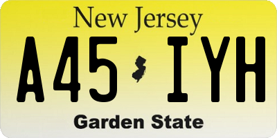 NJ license plate A45IYH