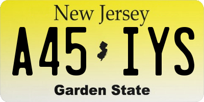 NJ license plate A45IYS
