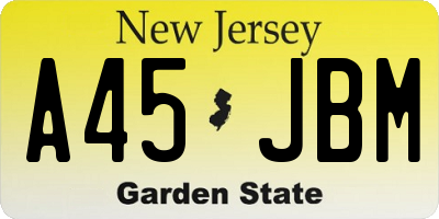 NJ license plate A45JBM