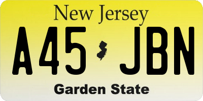 NJ license plate A45JBN