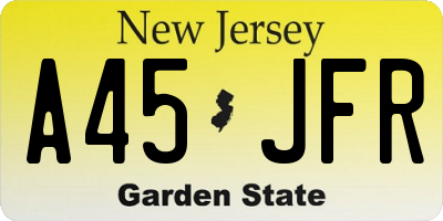 NJ license plate A45JFR