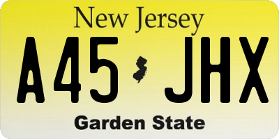 NJ license plate A45JHX