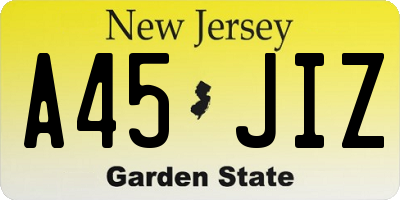 NJ license plate A45JIZ