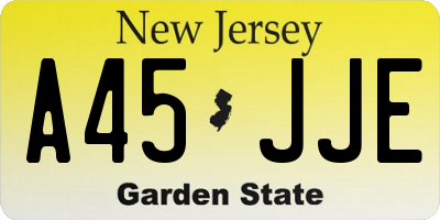 NJ license plate A45JJE