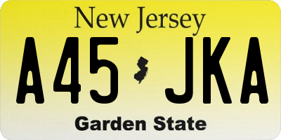 NJ license plate A45JKA
