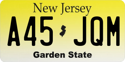 NJ license plate A45JQM