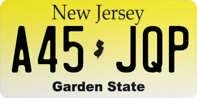 NJ license plate A45JQP