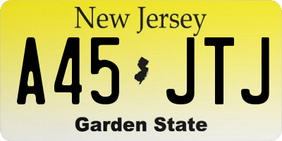 NJ license plate A45JTJ