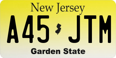 NJ license plate A45JTM