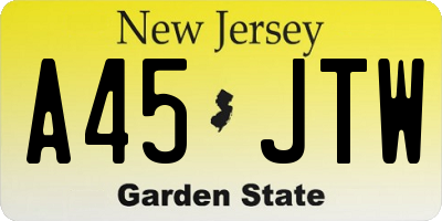 NJ license plate A45JTW