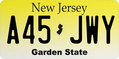 NJ license plate A45JWY