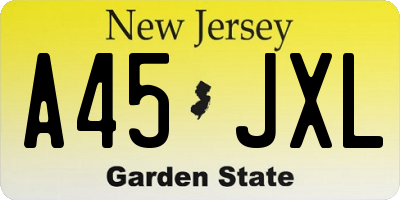NJ license plate A45JXL