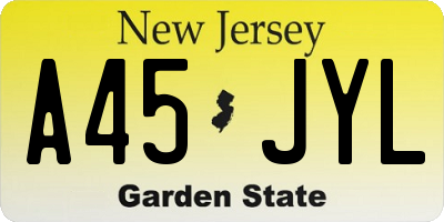 NJ license plate A45JYL