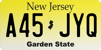NJ license plate A45JYQ