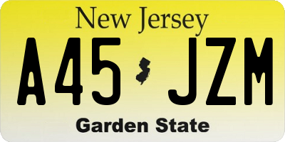 NJ license plate A45JZM