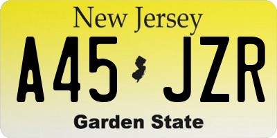 NJ license plate A45JZR