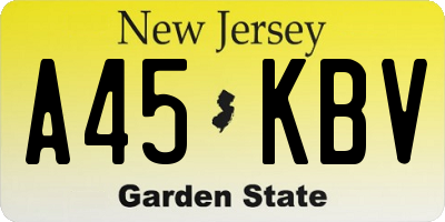 NJ license plate A45KBV