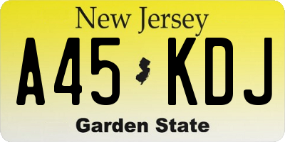 NJ license plate A45KDJ