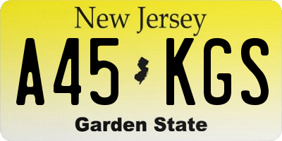 NJ license plate A45KGS