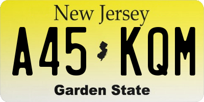 NJ license plate A45KQM
