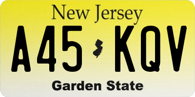 NJ license plate A45KQV
