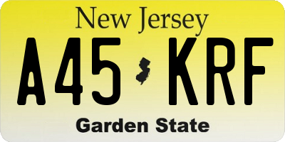 NJ license plate A45KRF