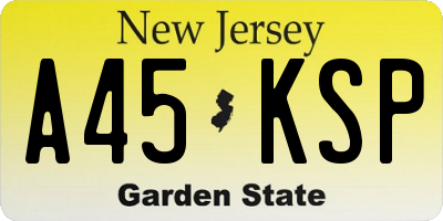 NJ license plate A45KSP