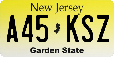 NJ license plate A45KSZ