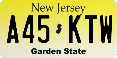 NJ license plate A45KTW