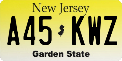 NJ license plate A45KWZ